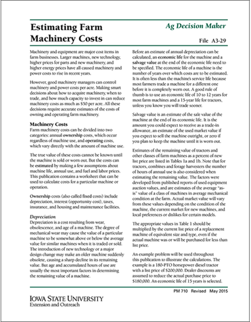 Estimating Farm Machinery Costs image number 0