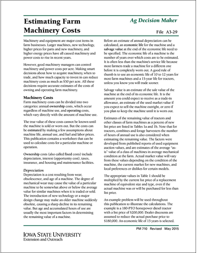 Estimating Farm Machinery Costs