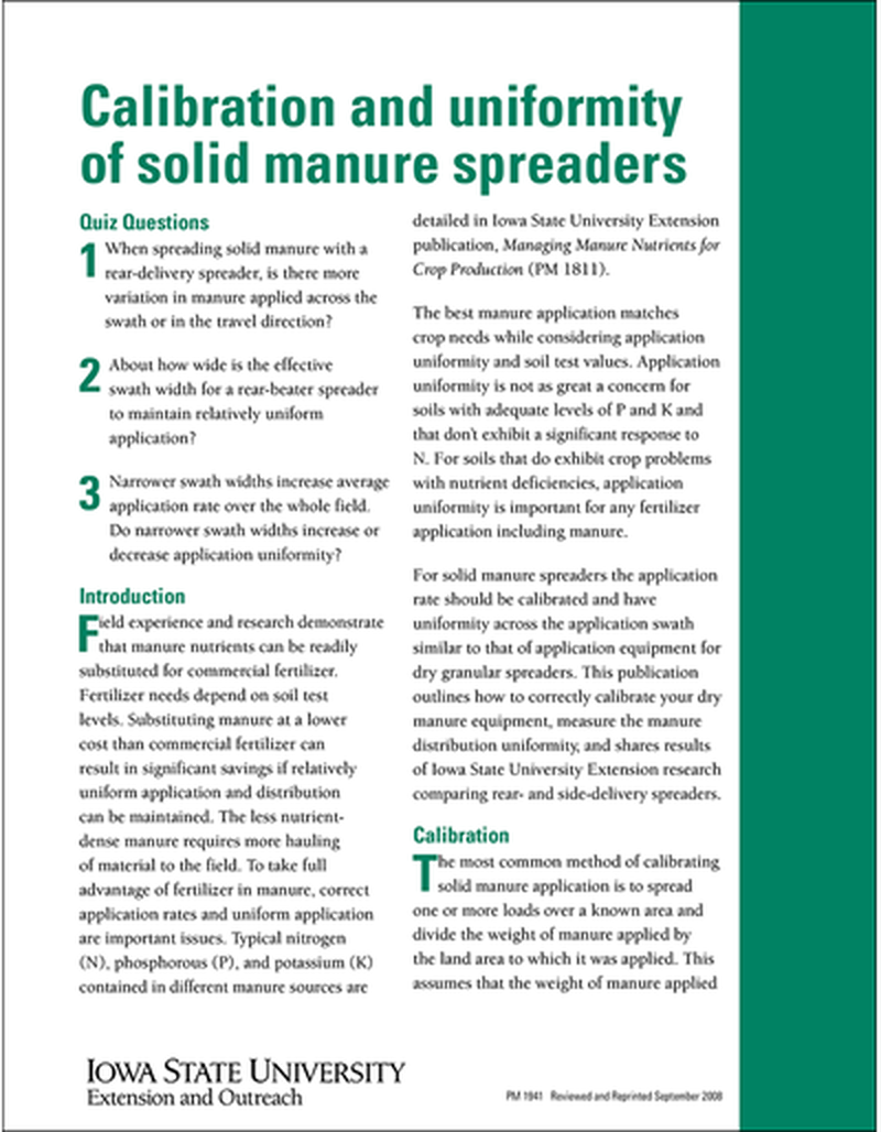 Calibration and Uniformity of Solid Manure Spreaders image number 0