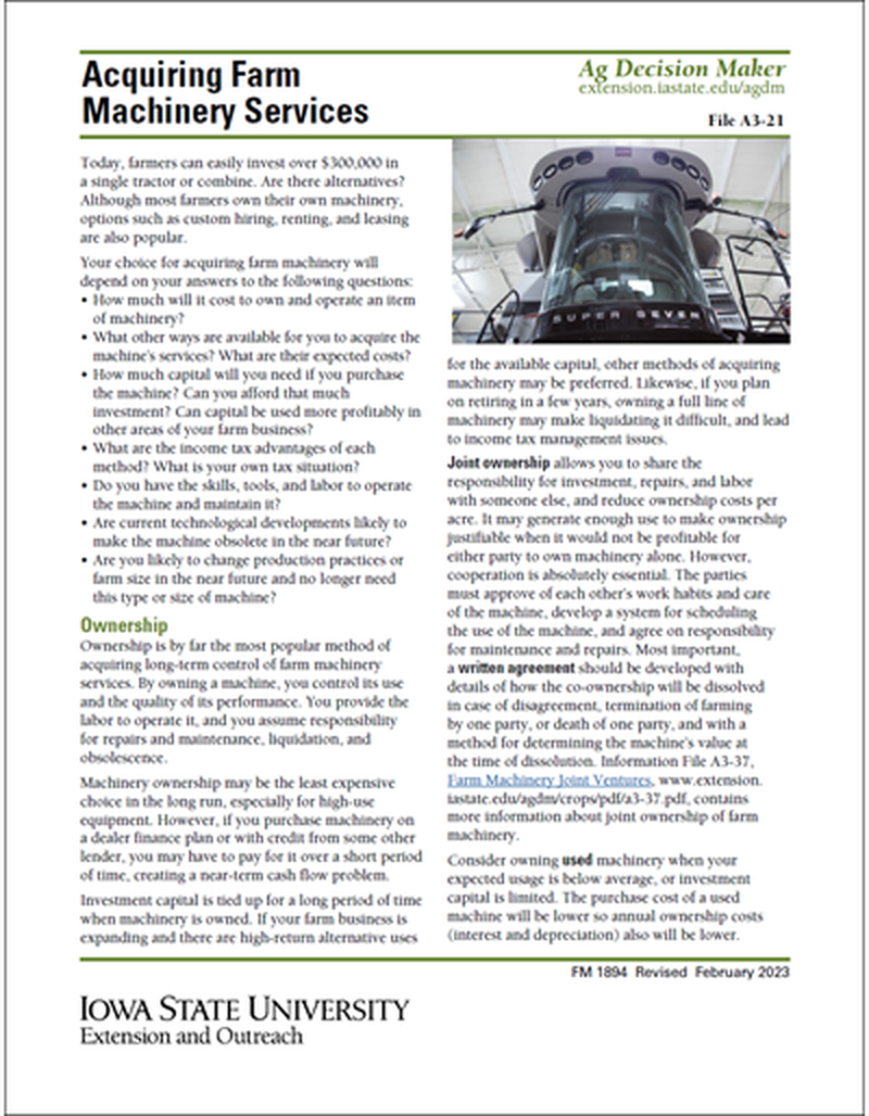 Acquiring Farm Machinery Services image number 0