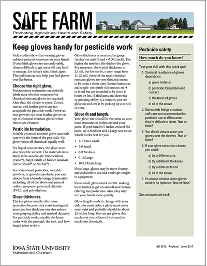 Keep gloves handy for pesticide work -- Safe Farm image number 0