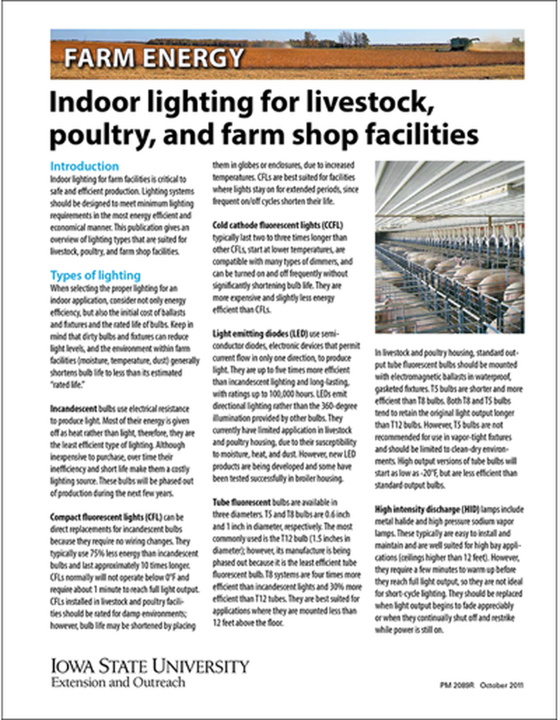 Indoor Lighting for Livestock, Poultry and Farm Shop Facilities - Farm Energy image number 0