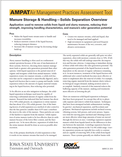 Manure Storage & Handling - Solids Separation Overview