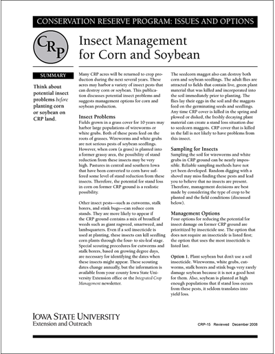 Insect Management for Corn and Soybean | Conservation Reserve Program: Issues and Options