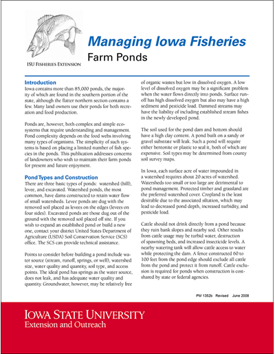 Farm Ponds -- Managing Iowa Fisheries