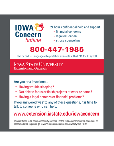 Iowa Concern Business card (Unit=Pkg of 50)