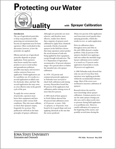 Protecting Our Water Quality with Sprayer Calibration