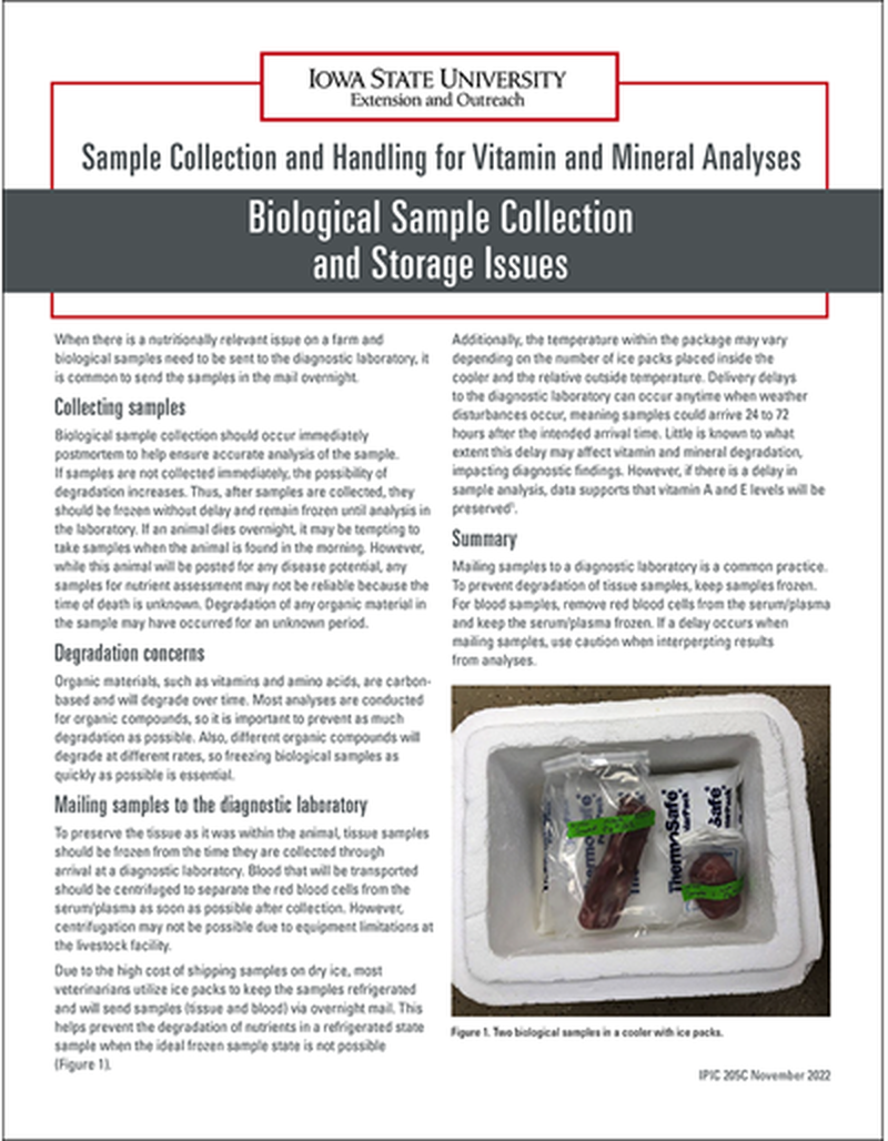 Sample Collection and Handling for Vitamin and Mineral Analyses: Biological Sample Collection and Storage Issues image number 0