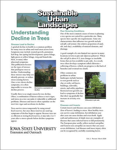 Understanding Decline in Trees -- Sustainable Urban Landscapes