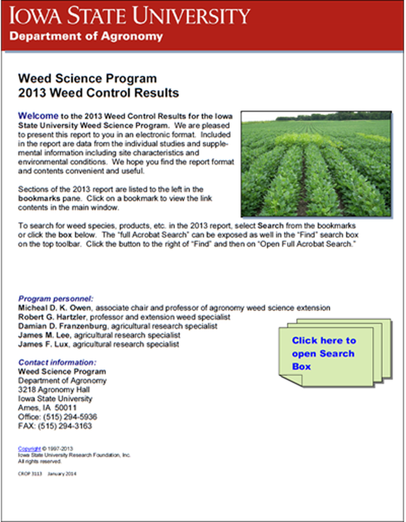Weed Science Program 2013 Weed Control Results image number 0