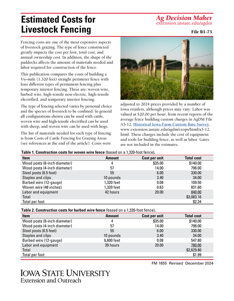 Estimated Costs for Livestock Fencing image number 0