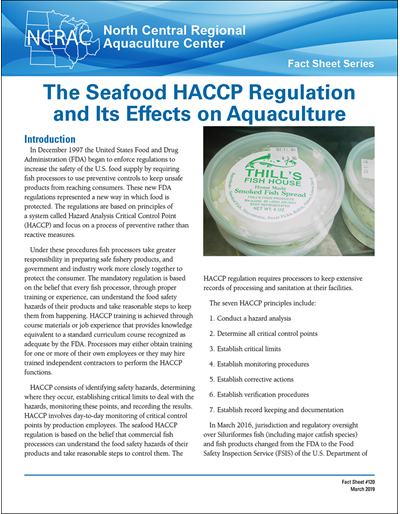 The Seafood HACCP Regulation and its Effects on Aquaculture