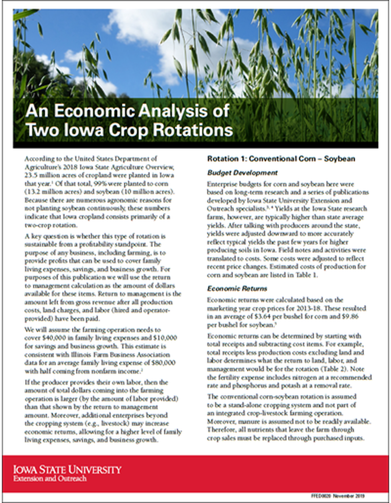 An Economic Analysis of Two Iowa Crop Rotations image number 0