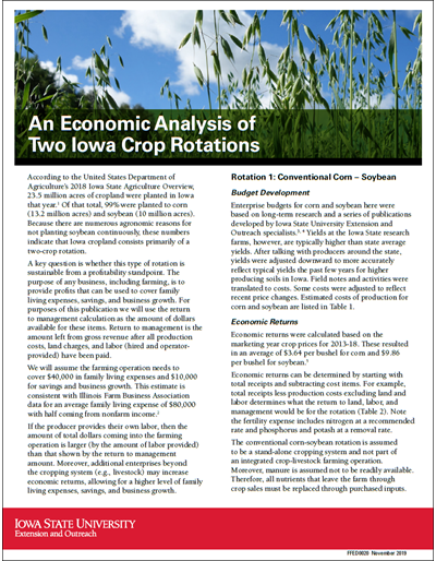 An Economic Analysis of Two Iowa Crop Rotations