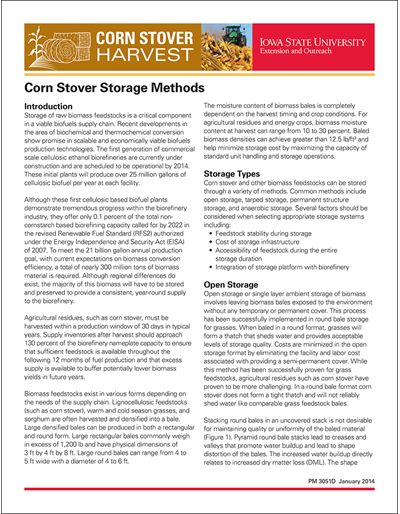 Corn Stover Storage Methods