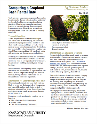 Computing a Cropland Cash Rental Rate