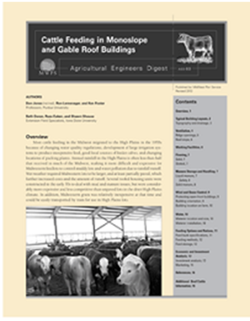 Cattle Feeding in Monoslope and Gable Roof Buildings image number 0