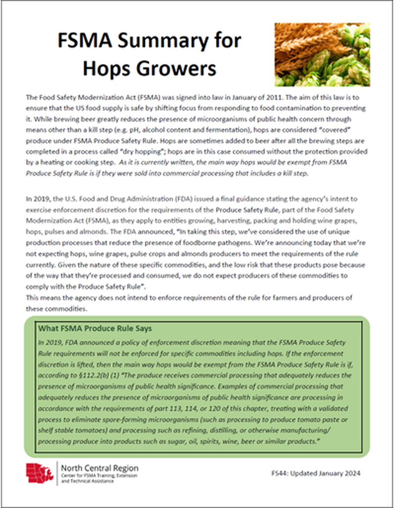 FSMA Summary for Hops Growers image number 0
