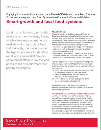 Smart Growth and Local Food Systems - Engaging Community Planners and Local Elected Officials with Local Food Systems Producers to Integrate Local Food Systems into Community Plans and Policies
