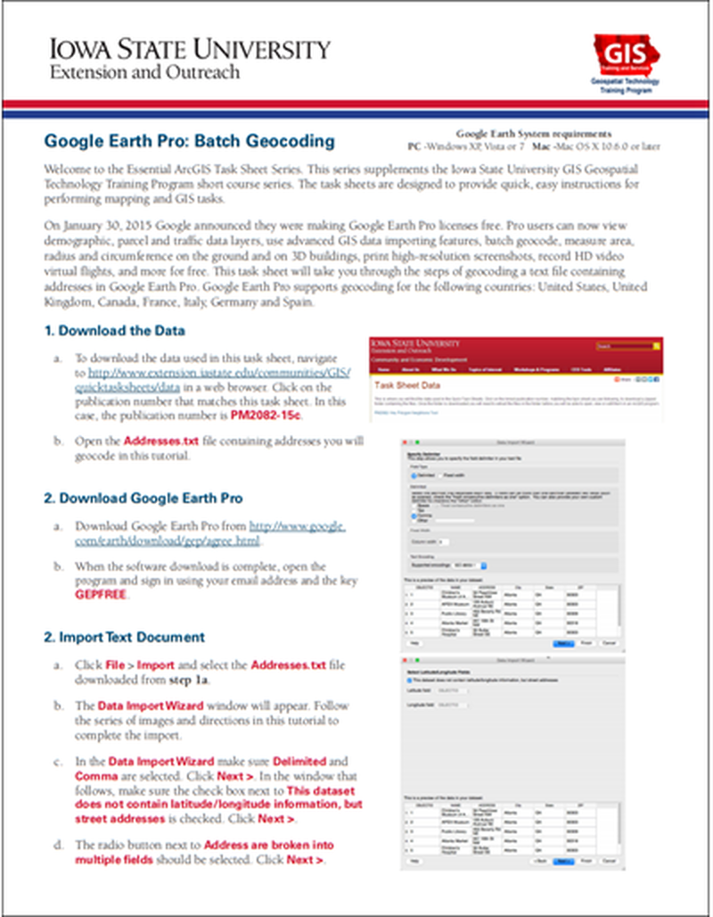 Google Earth Pro: Batch Geocoding image number 0