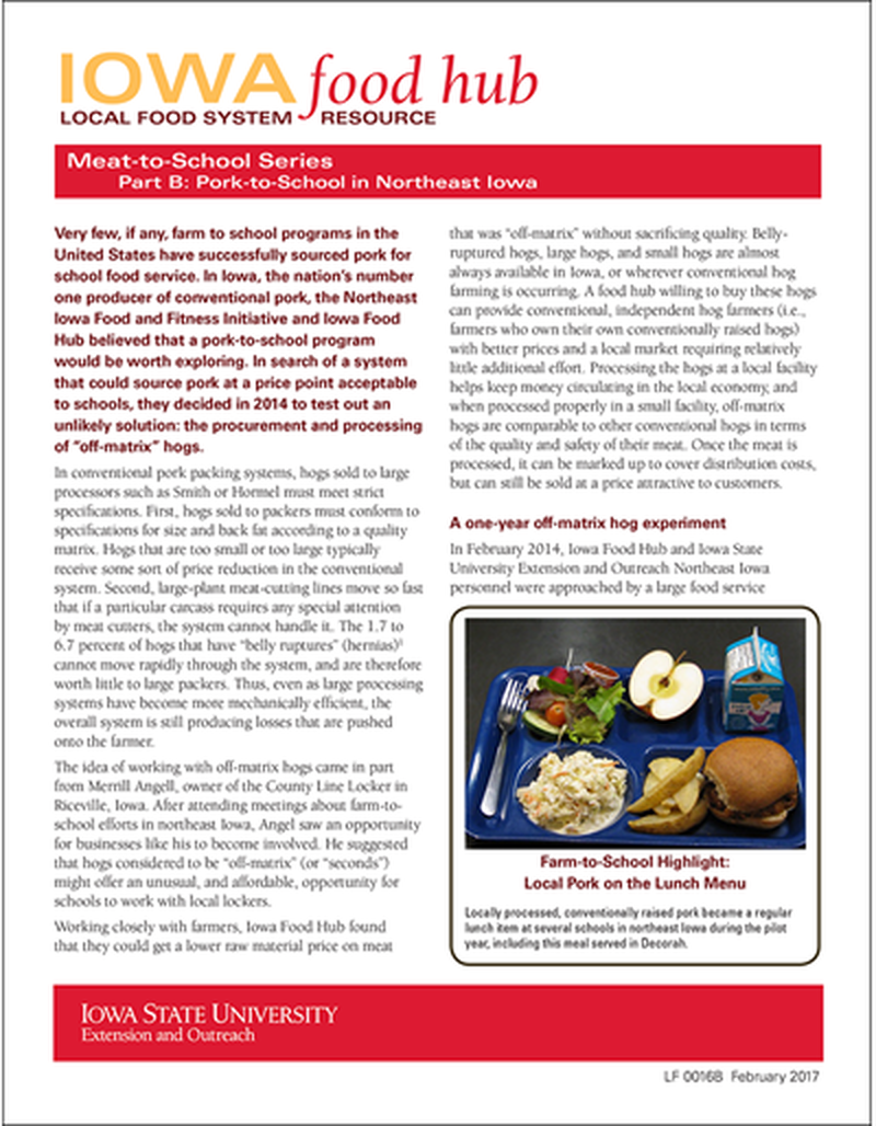 Iowa Food Hub Meat-to-School Series Part B: Pork-to-School in Northeast Iowa image number 0