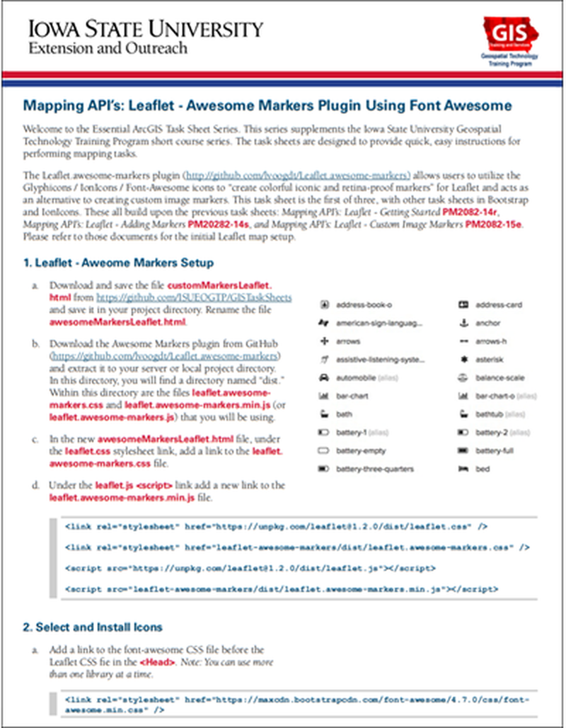 Mapping API's: Leaflet - Awesome Markers Plugin Using Font Awesome image number 0
