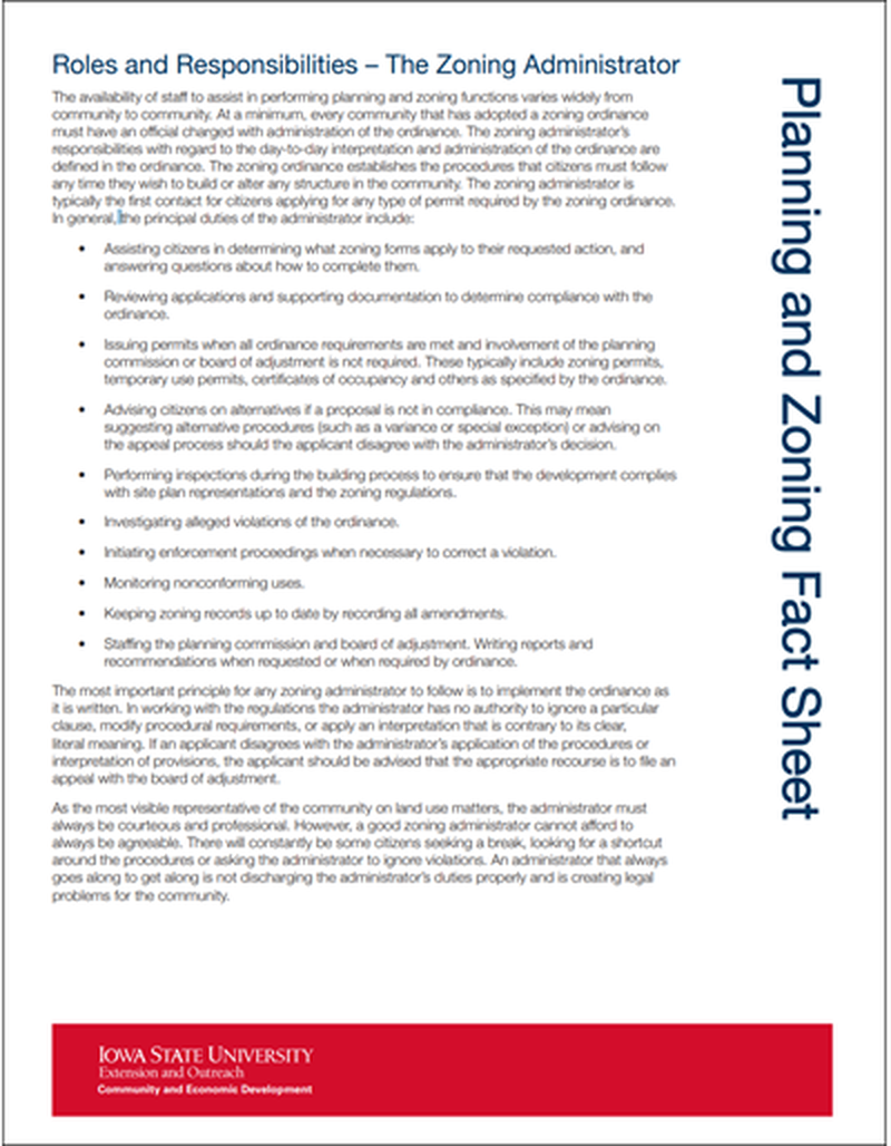 Planning and Zoning Roles and Responsibilities - The Zoning Administrator image number 0