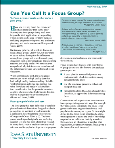 Can You Call It a Focus Group? -- Methodology Brief