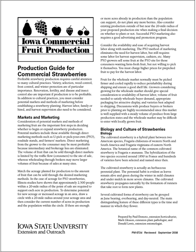 Production Guide for Commercial Strawberries - Iowa Commercial Fruit Production Series