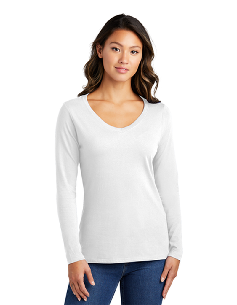 Master Gardener - Port & Company Ladies Long Sleeve Fan Favorite V-Neck Tee White XL image number 3