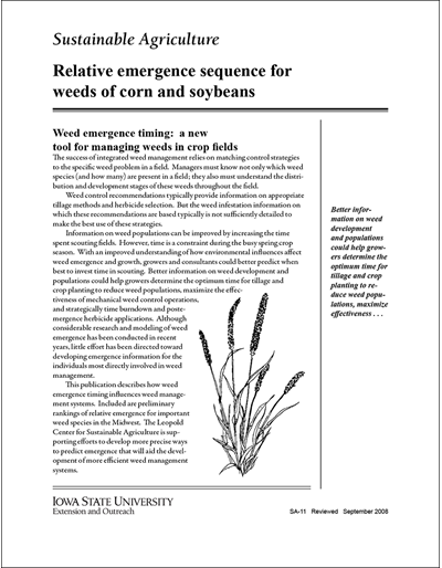Relative Emergence Sequence for Weeds of Corn and Soybeans -- Sustainable Agriculture