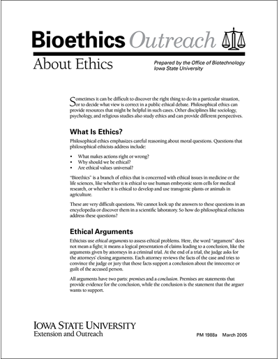 About Ethics - Bioethics Outreach Series
