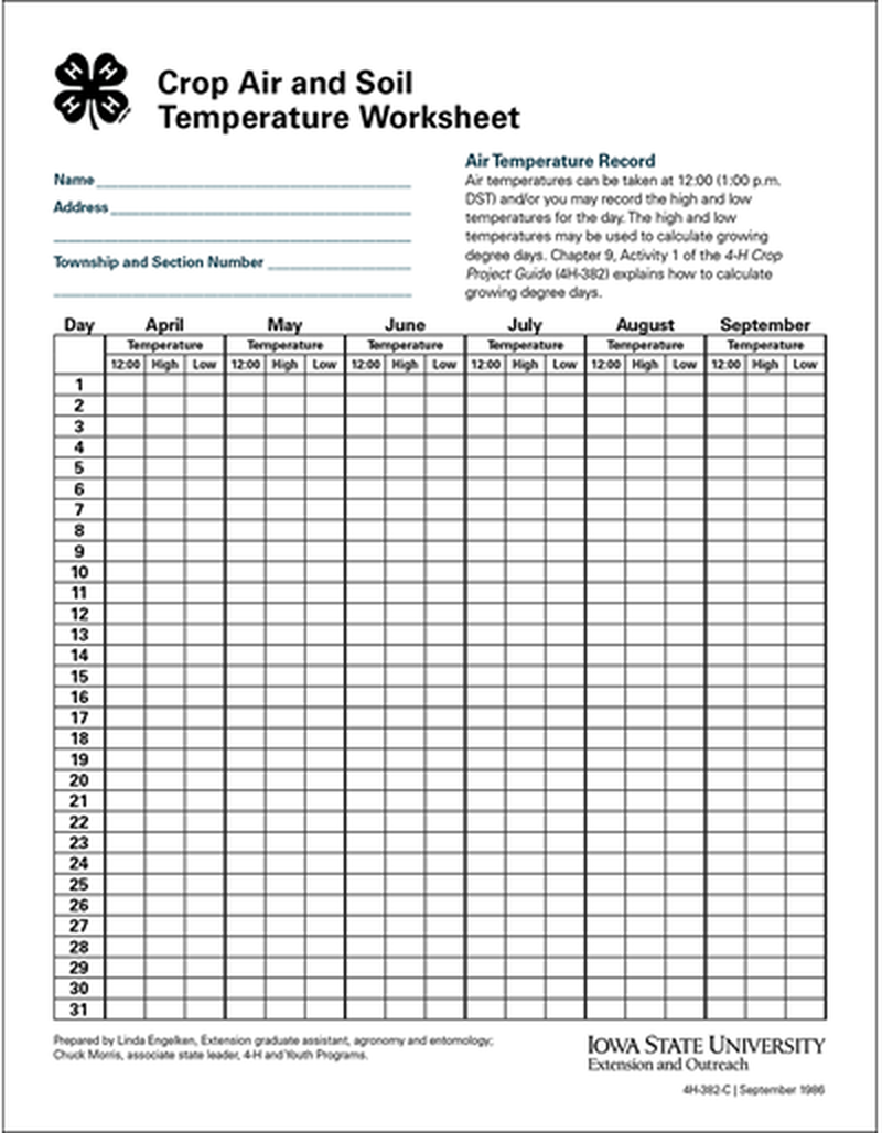 Record Keeping Worksheet Crop Air and Soil Temperature image number 0