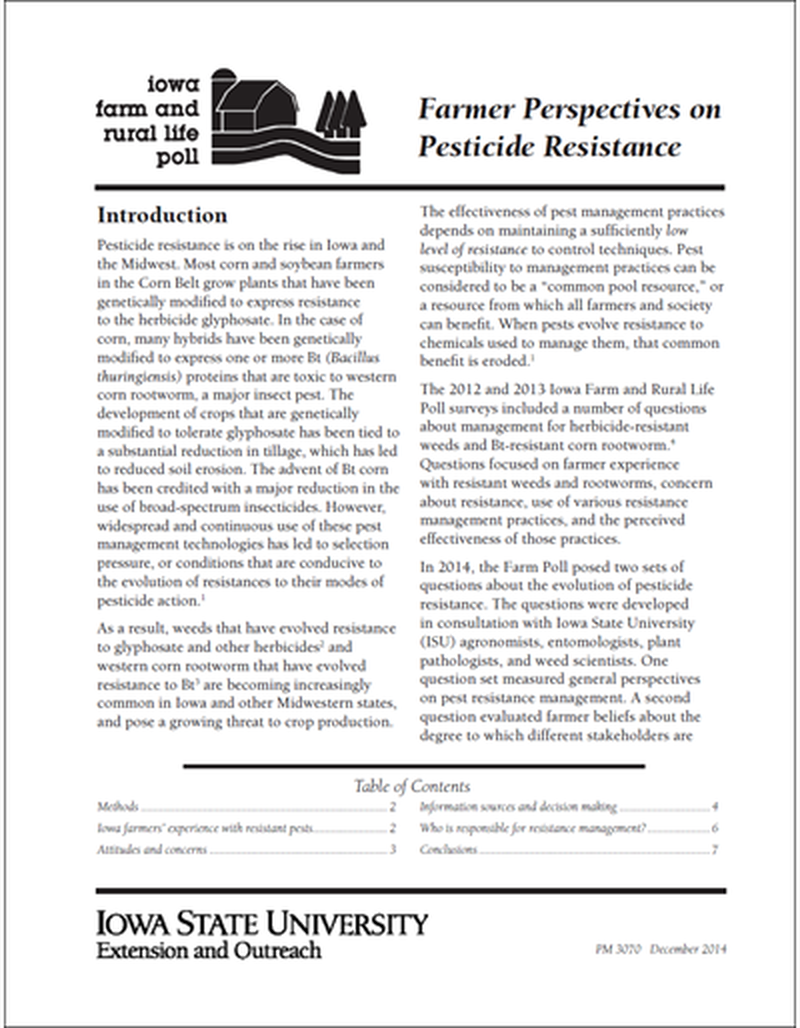 Farmer Perspectives on Pesticide Resistance - Iowa Farm and Rural Life Poll image number 0
