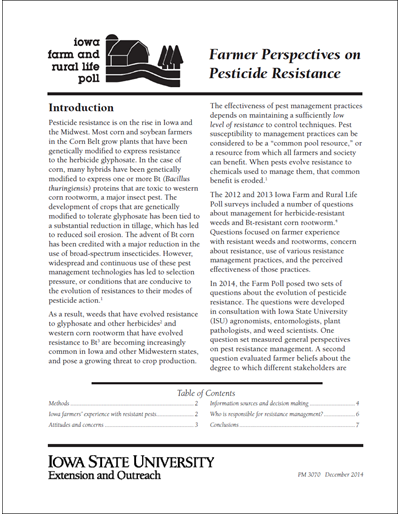 Farmer Perspectives on Pesticide Resistance - Iowa Farm and Rural Life Poll