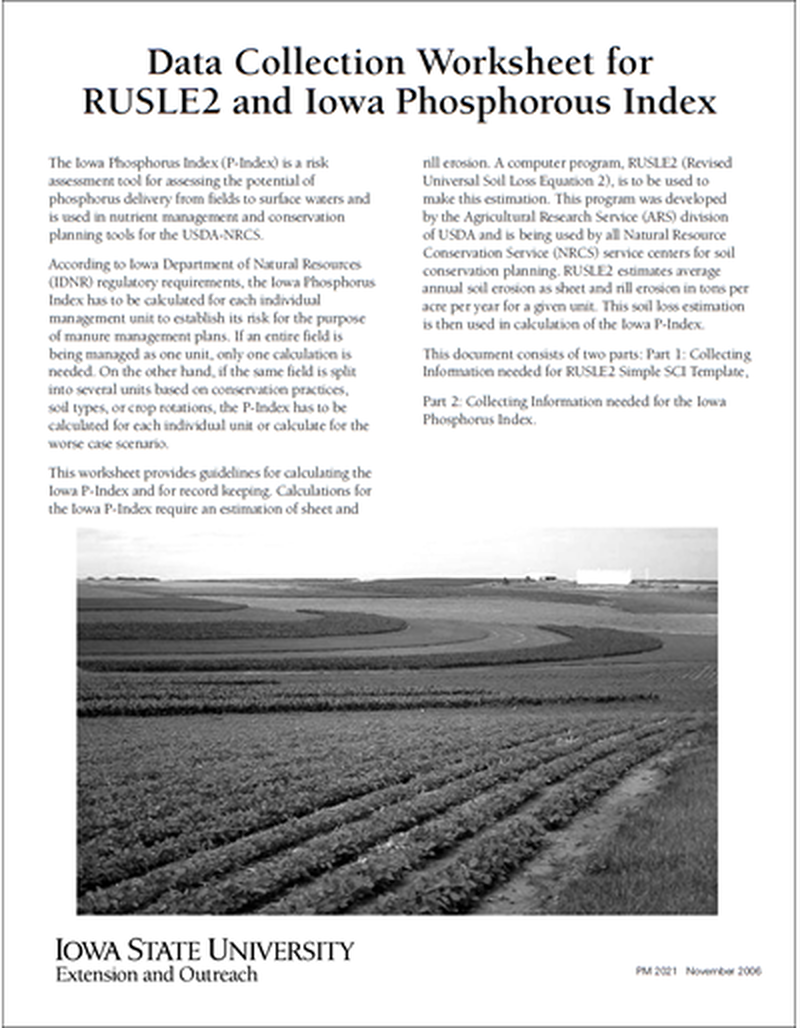 Data Collection Worksheet for RUSLE2 and Iowa Phosphorous Index image number 0