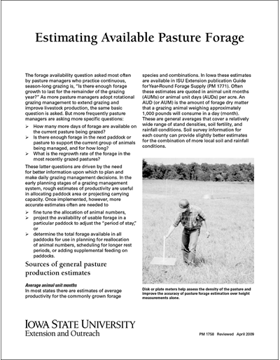 Estimating Available Pasture Forage