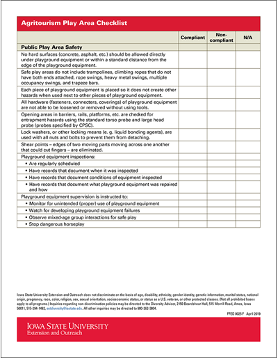Agritourism Play Area Checklist