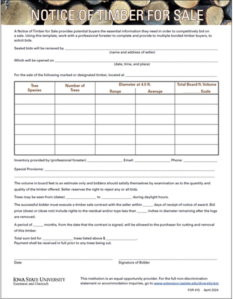 Notice of Timber for Sale image number 0