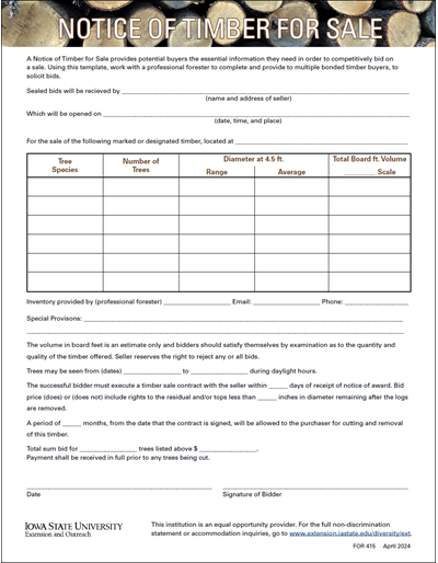 Notice of Timber for Sale