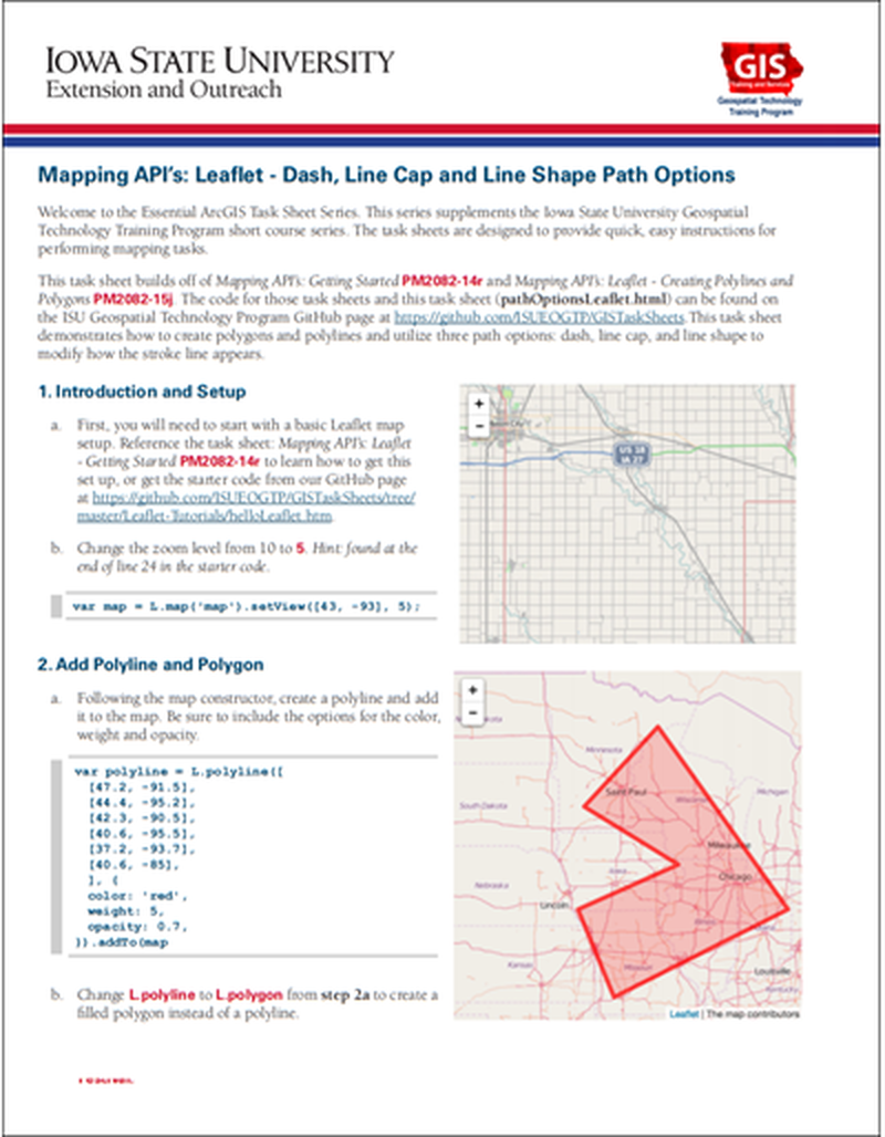 Mapping API's: Leaflet - Dash, Line Cap and Line Shape Path options image number 0