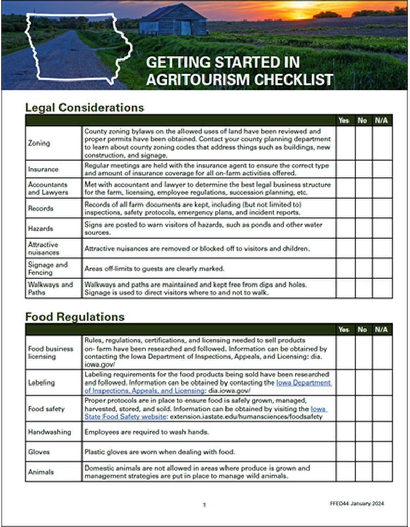 Getting Started in Agritourism Checklist image number 0