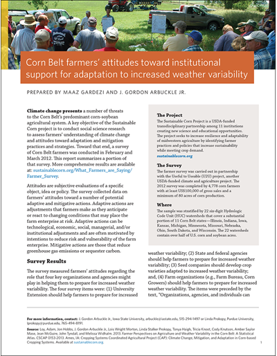 Corn Belt farmers' attitudes toward institutional support for adaptation to increased weather variability