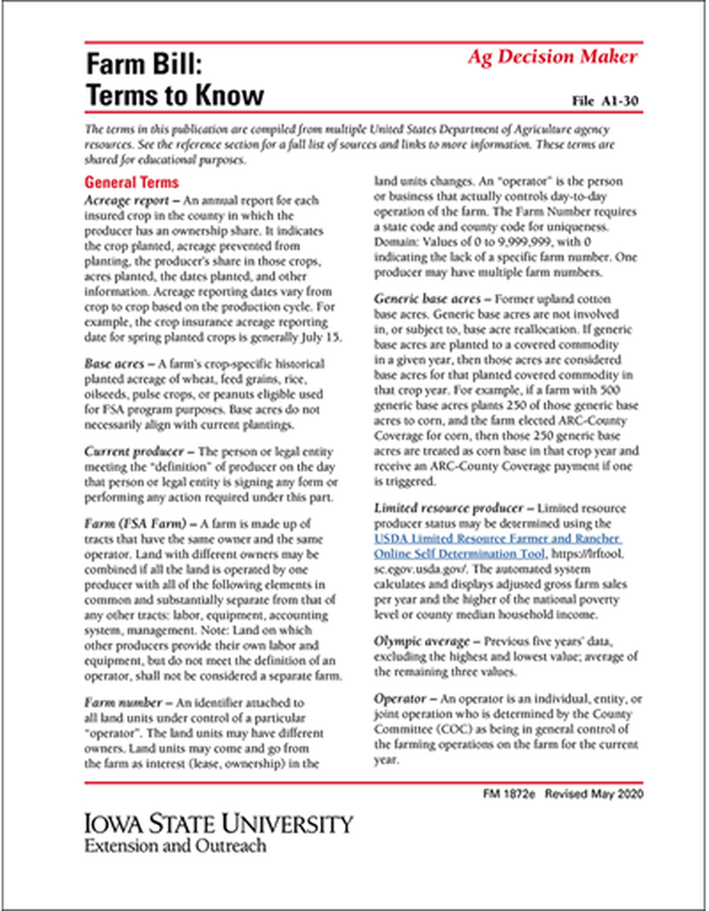 Farm Bill: Terms to Know image number 0