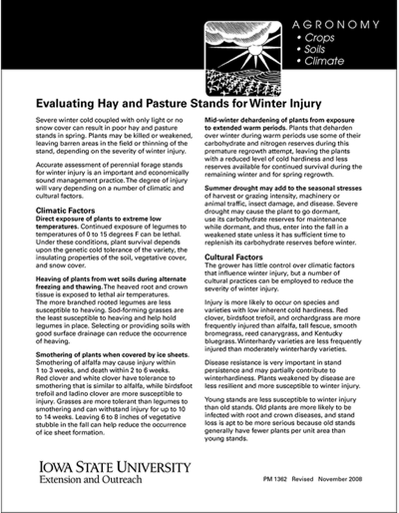 Evaluating Hay and Pasture Stands for Winter Injury image number 0