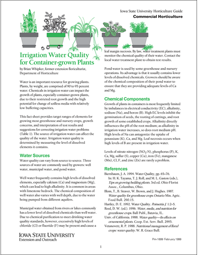 Irrigation Water Quality for Container-grown Plants