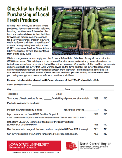 Checklist for Retail Purchasing of Local Produce