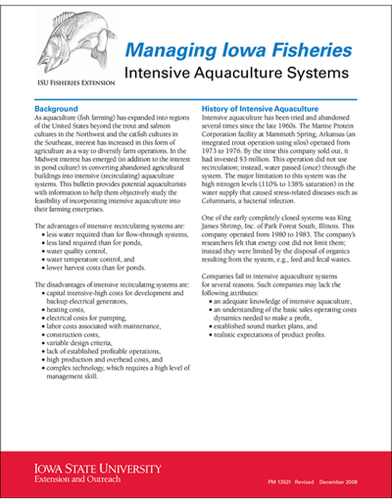 Intensive Aquaculture Systems -- Managing Iowa Fisheries image number 0