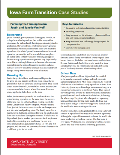 Iowa Farm Transition Case Studies: Pursuing the Farming Dream