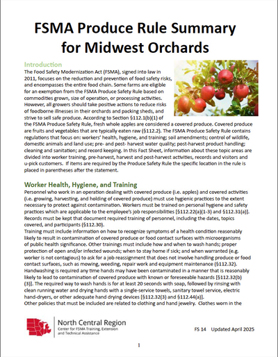 FSMA Produce Rule Summary for Midwest Orchards